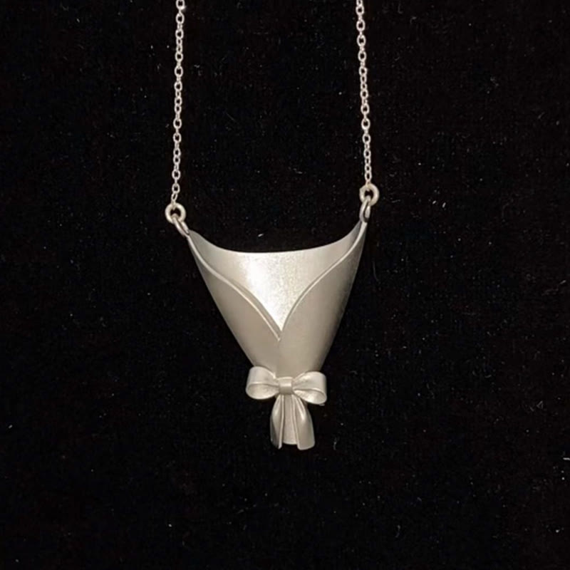 Elegant Wearable Flower Bouquet Clip Necklace - Metallic - 51-60cm - image 7