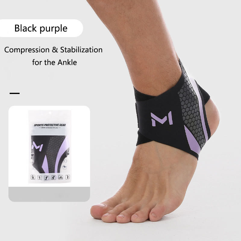  Breathable Ankle Support, Ankle Brace, Ankle Support for Sports - Black purple - one pair - image 11