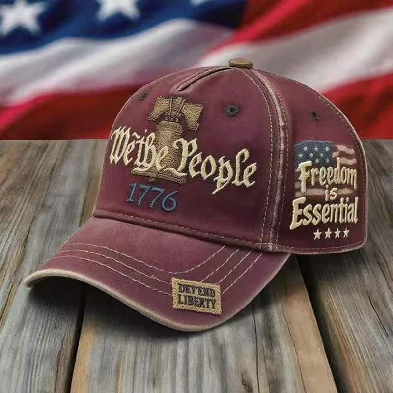 Unisex We The People Independence Day Embroidered Baseball Cap - Wine - 54-60cm - image 4