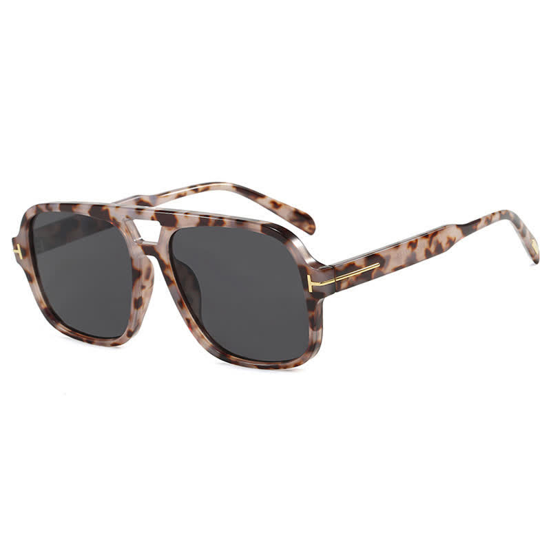Spykay™ SG60710 Double Bridges Retro-Vintage Aviator Sunglasses - Leopard Print/Grey - image 35