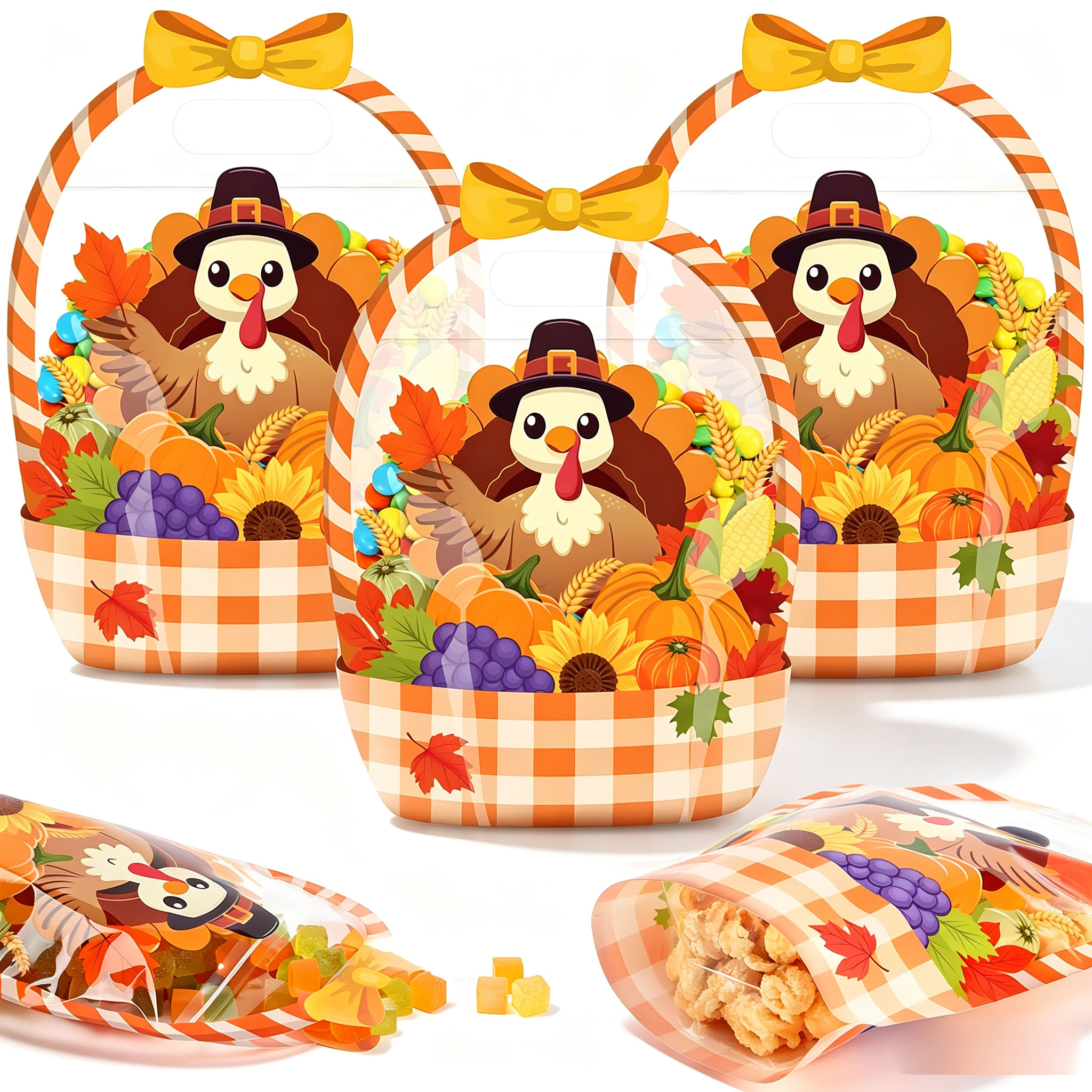 Halloween Goodie Bags Plastic Candy Bag Trick or Treat Bags - 🦃 Turkey - 50PCS🎁Best Value - image 14