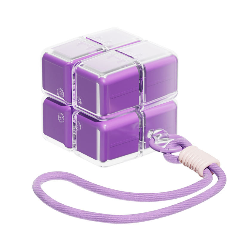 Rubik's Cube Magnetic Pill Box Keychain, Mini Medicine Organizer - Purple - image 12