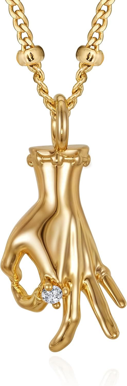  Hand Pendant Necklace for Women – Dainty Charm Chain, Trendy Statement Jewelry Gift - D - Gold - image 8