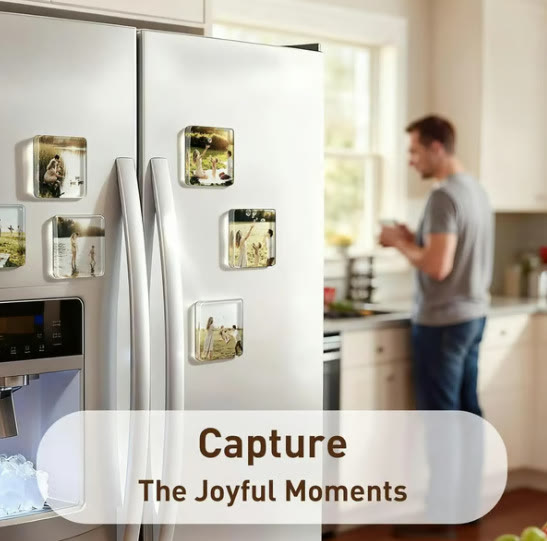 Clear Acrylic DIY Fridge Magnets Set with Adhesive Backing – Square Magnetic Photo Frames - image 4