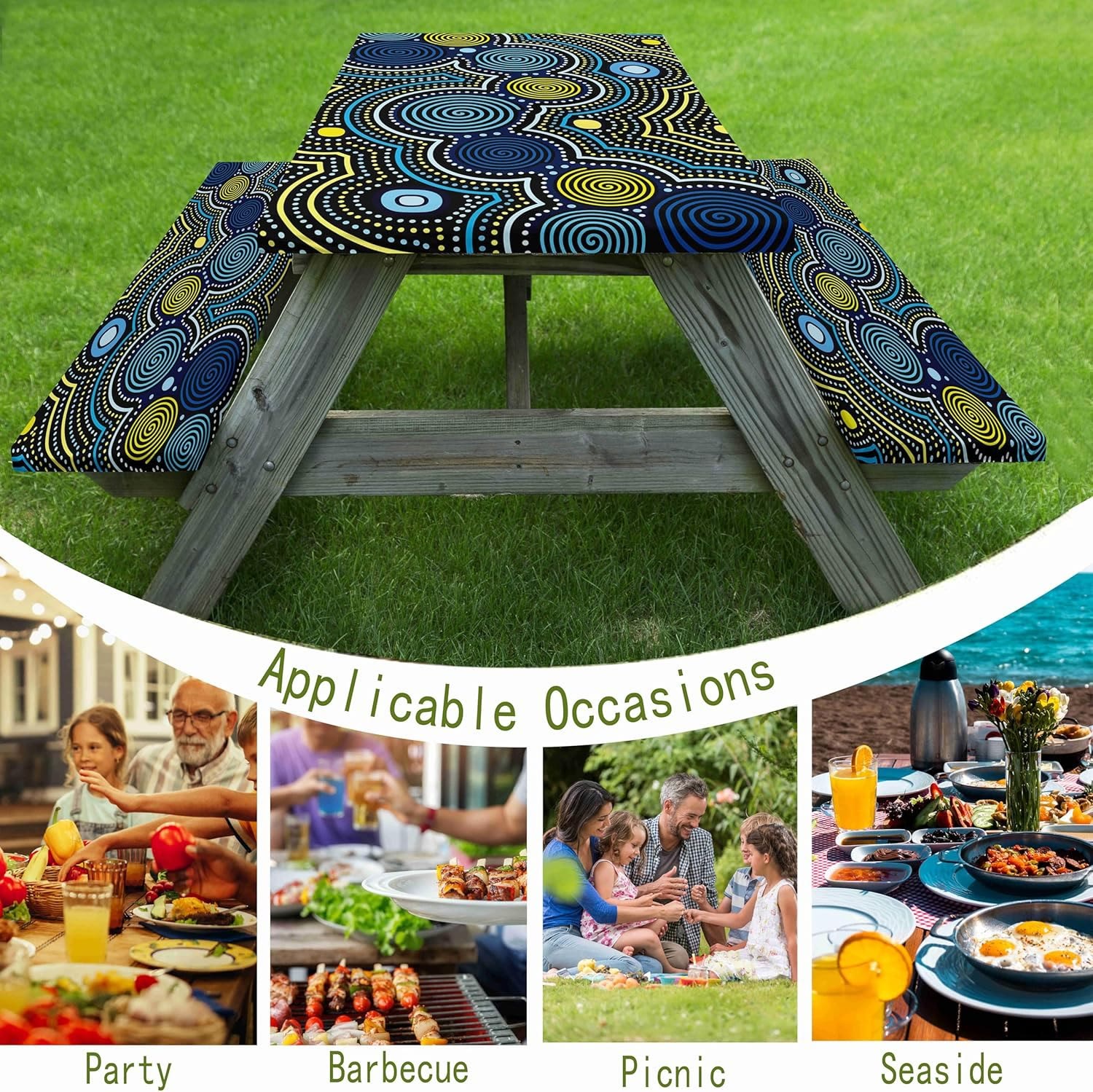 Outdoor Waterproof Tablecloth & Bench Cover Set , Elastic Washable with Carry Bag - image 7