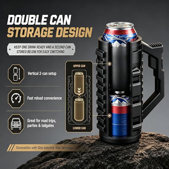 Tactical Assault Beer Holder, Double Tactical Reload Can Holder, Universal 12 Oz Can Cooler - image 7