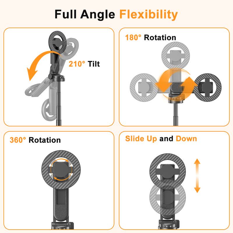 2026 Upgrated 5-in-1 Magnetic Selfie Stick With Remote For Cell Phone 360° Rotation - image 4