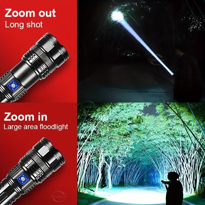 2-in-1 Rechargeable Flashlight Power Bank – Waterproof, Zoomable, USB Charging - image 7