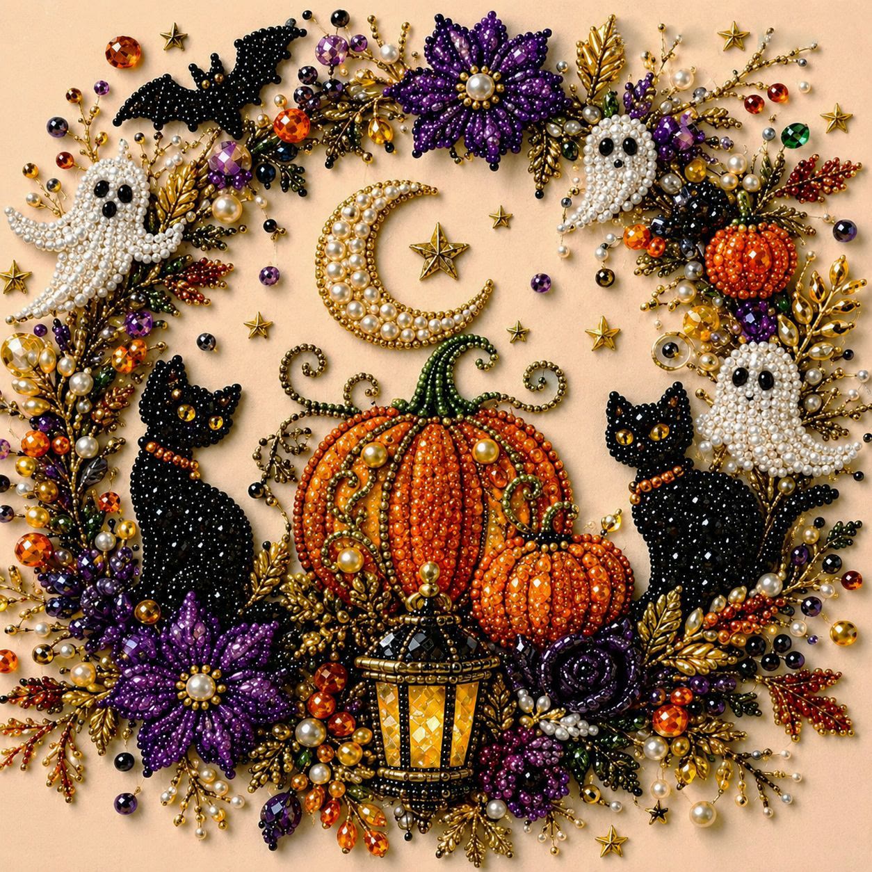 Halloween DIY Diamond Painting Kit, Pumpkin Cat & Ghost Diamond Art for Home Decor - image 6
