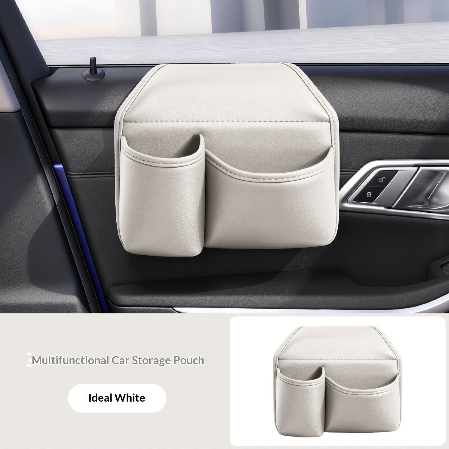 Car Door Storage Organizer – Multi-Pocket Holder for Phone, Cups & Essentials - White - 21*19cm - image 7