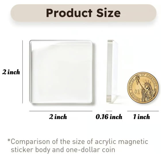 Clear Acrylic DIY Fridge Magnets Set with Adhesive Backing – Square Magnetic Photo Frames - image 6