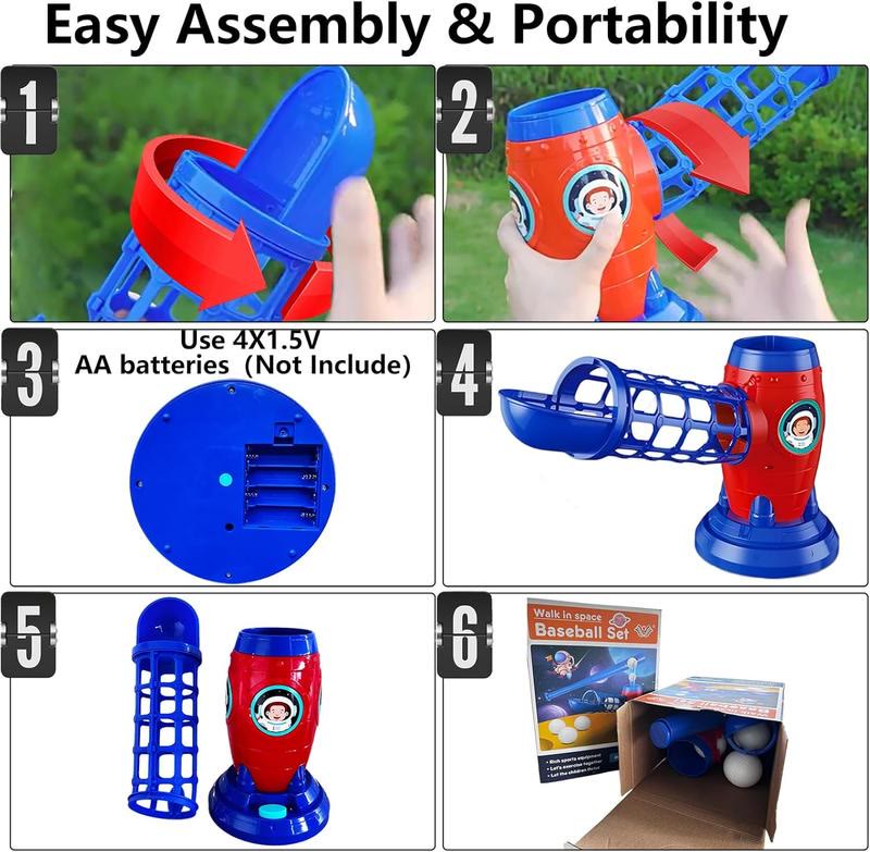 Kids Electronic Baseball Pitching Machine - Auth Pitching Machine with 5 Plastic Baseballs Included - image 4