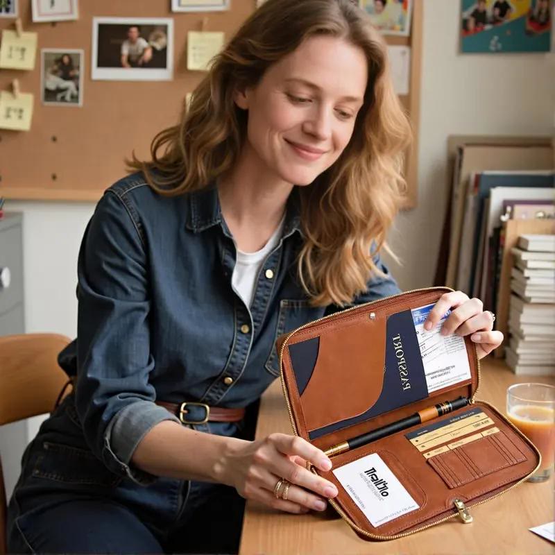 Simple Plain Passport Cases, Multi-functional Zipper Travel Card Holder, RFID Blocking Card Holder - image 8