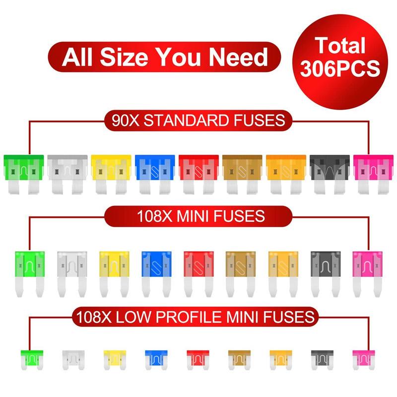 306PCS&Car Blade Fuse Assortment Set withAssorted Car Blade - image 3