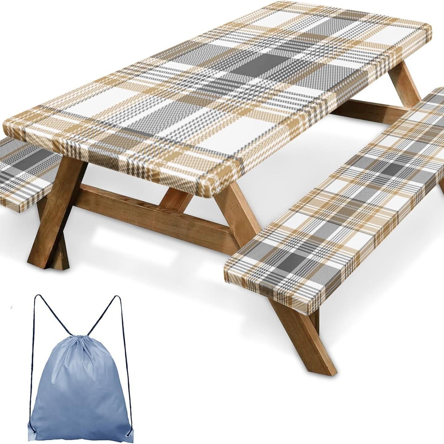 Outdoor Waterproof Tablecloth & Bench Cover Set , Elastic Washable with Carry Bag - 4 - 76*183 cm - image 11