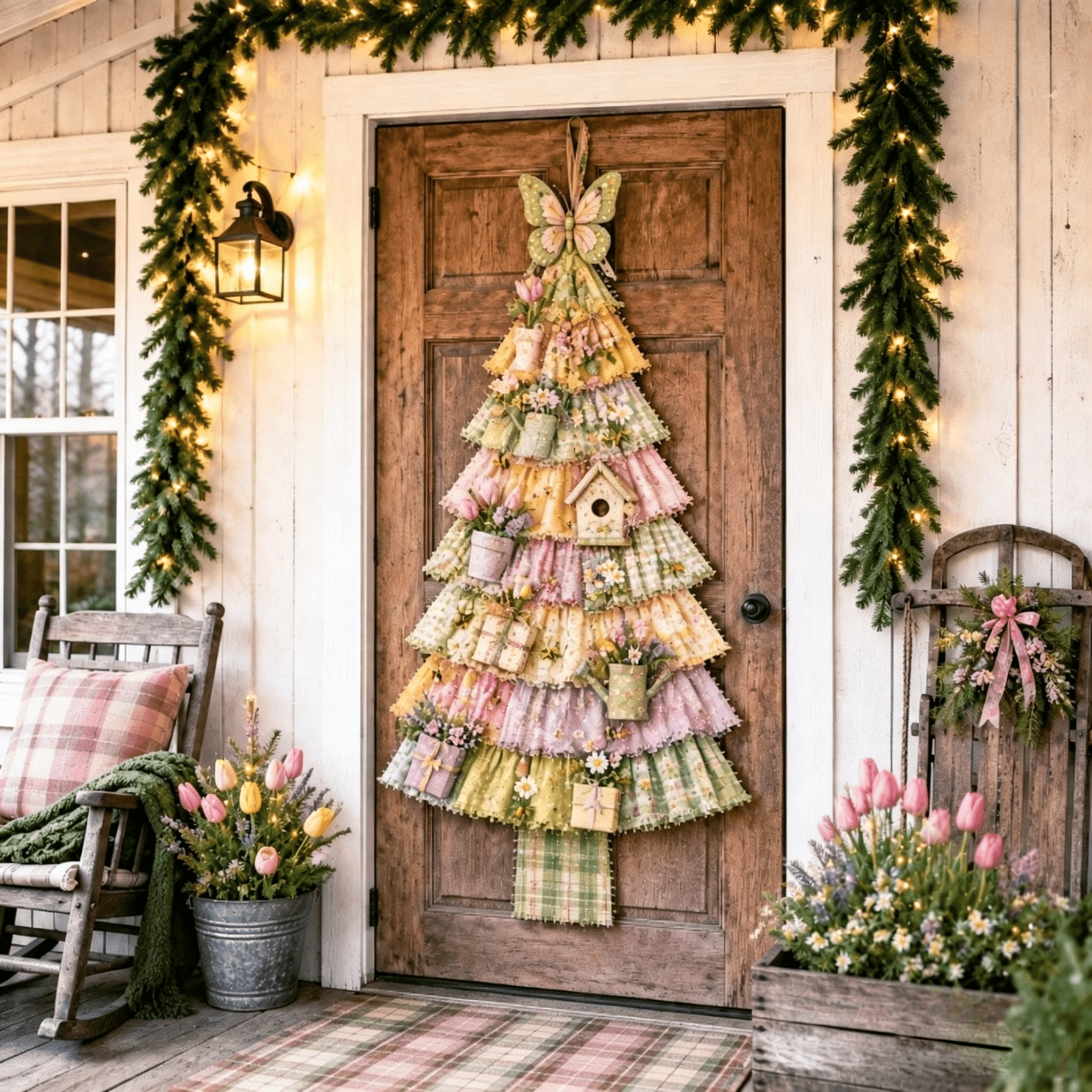 Oversized Patchwork Christmas Tree Door Hanging Kit-Handmade Fabric Christmas Tree Wall Decor - E - image 13