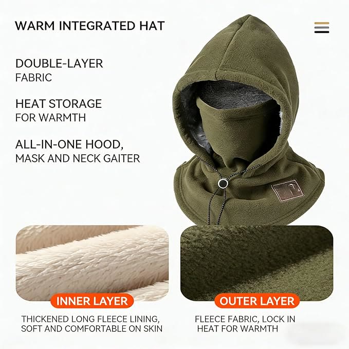 3-in-1 One-piece warm mask hat, Windproof Hat with Face Neck Ear Cover for outdoor Cycling - image 5