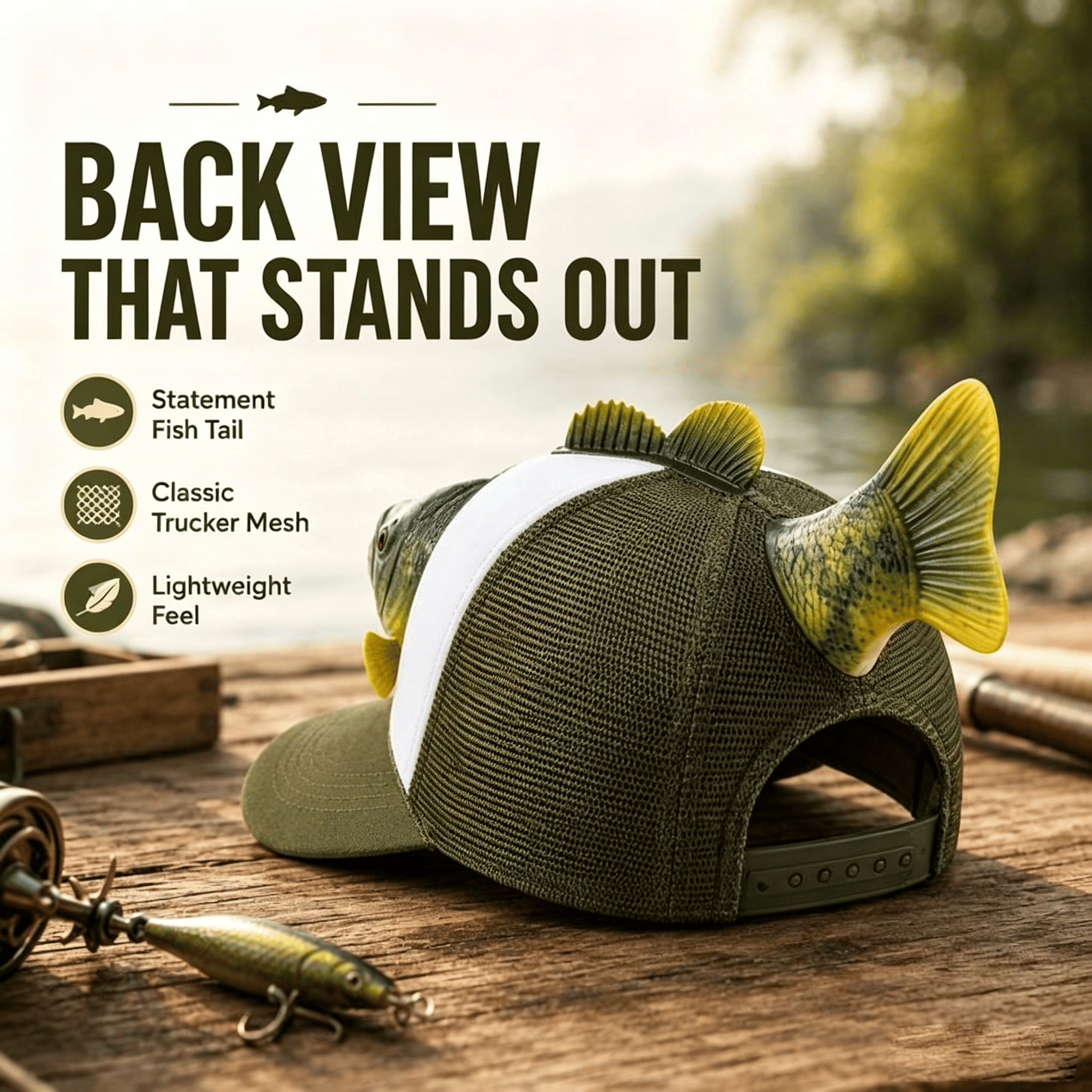 Fishing Lover 3D Fish Hat, Novelty Outdoor Adjustable Cap - image 8