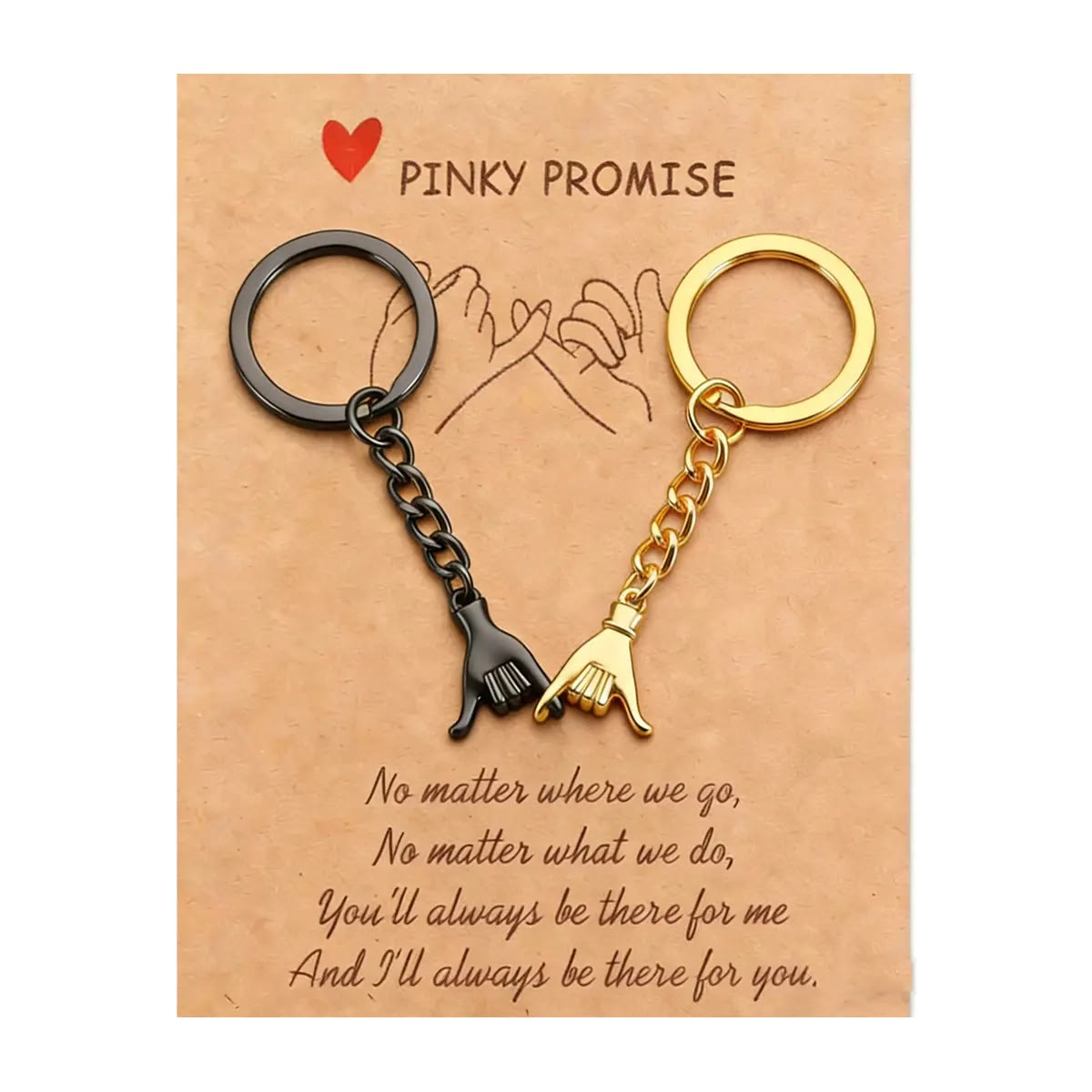 2pcs Pinky Promise Matching Keychains Mother's Day Gift for Mom & Daughter - Black + Gold - image 8
