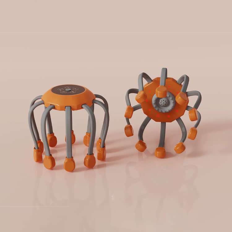 Deep Relaxation Octopus Tentacle Head Massager - Orange - 14*14cm - image 6