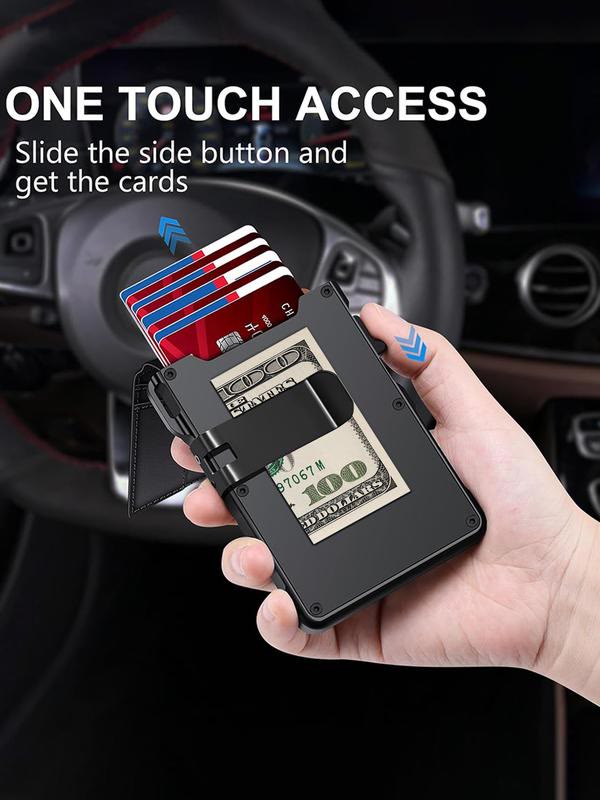 Minimalist Men’s Slim Wallet， RFID - Blocking, Aluminum Bifold Pop - Up - image 3