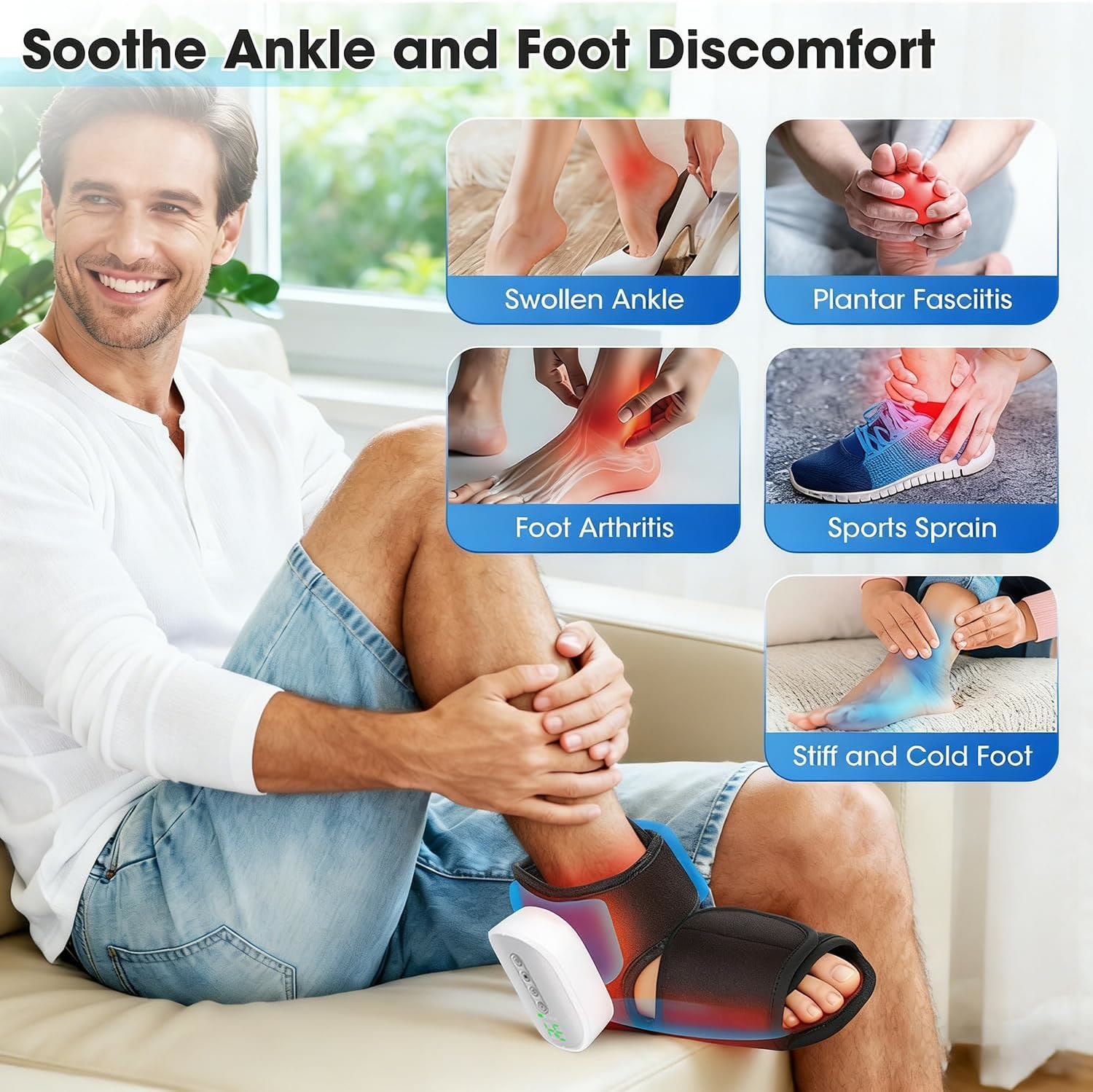 Portable Foot Massager with Heat, Air Compression Therapy Device - image 8