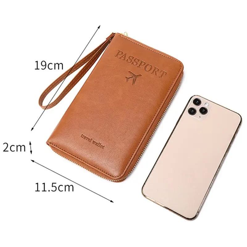 Simple Plain Passport Cases, Multi-functional Zipper Travel Card Holder, RFID Blocking Card Holder - image 3