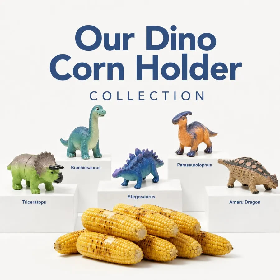 Dinosaur Corn Cob Holders – Cute BBQ Corn Forks for Family Grill Parties - image 3