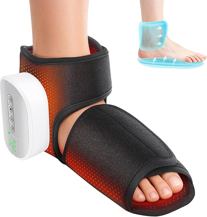 Portable Foot Massager with Heat, Air Compression Therapy Device - Black - 3000mAh - image 1