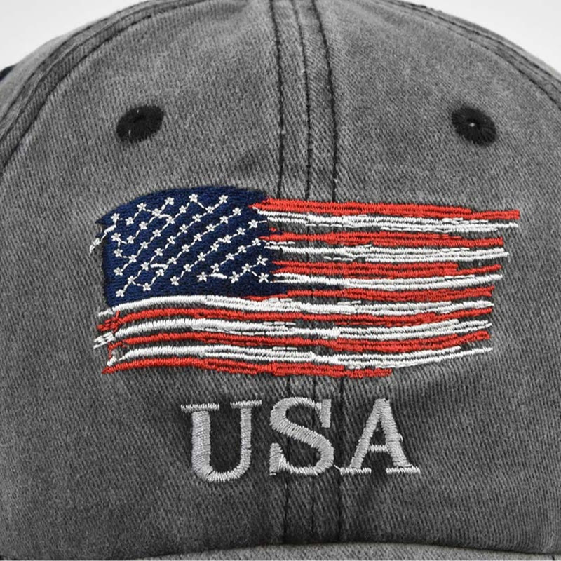 Unisex Independence Day Distressed Embroidered American Flag Baseball Cap - image 6