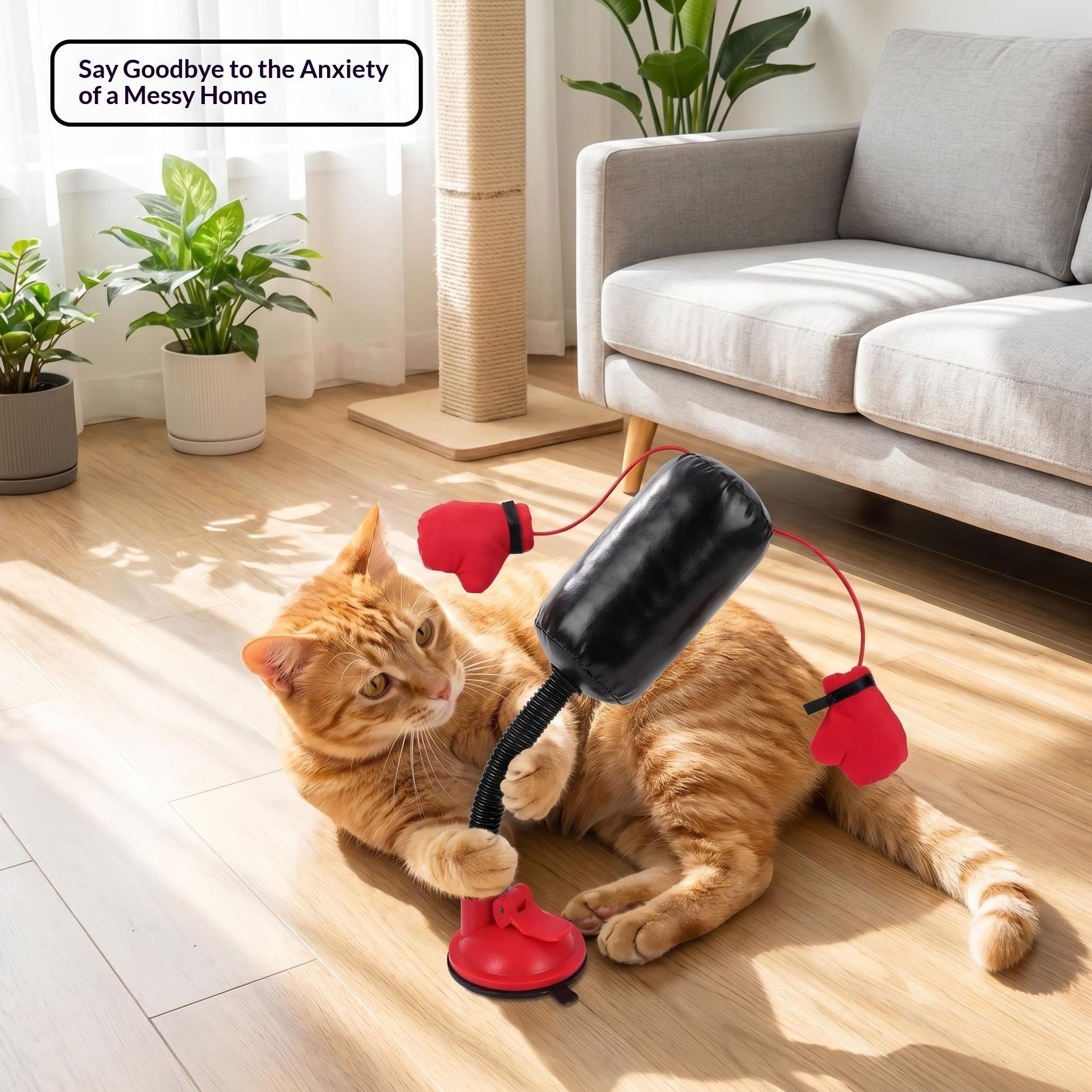 Cat Punching Bag Toy, Funny Interactive Cats Toys With Gloves  - image 7