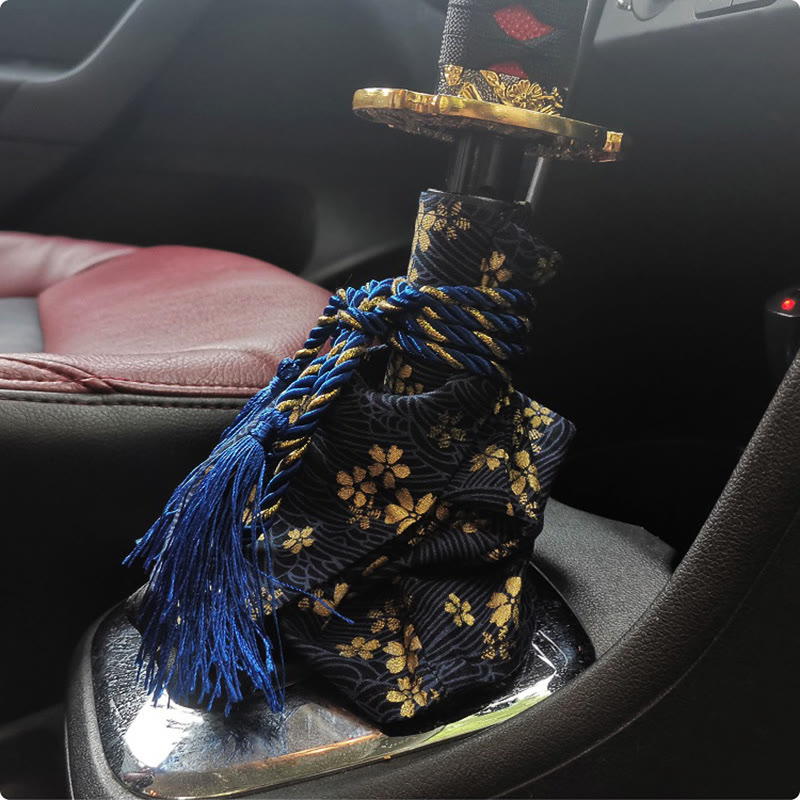 Japanese Kiomono Pattern Hot Stamping Manual Transmission Car Accessories - blue Sakura - 20*22cm - image 8