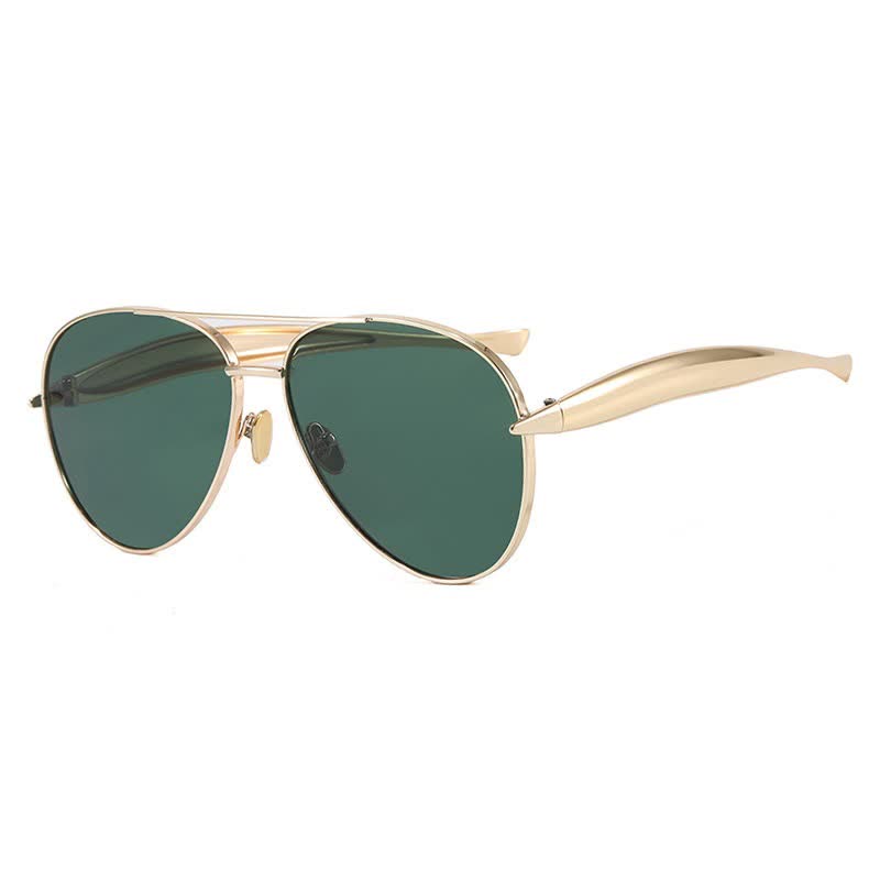 Spykay™ SG60665 Vintage Double Bridges Aviator Frame Sunglasses - Golden/Green - image 28
