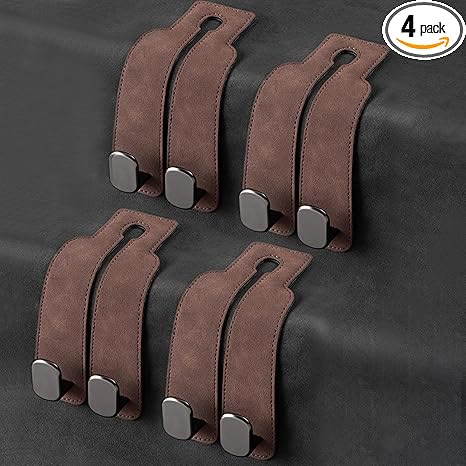 Car Headrest Hooks - Car Seat Back Double Hook Leather Purses Hooks (4 Pack) - image 10