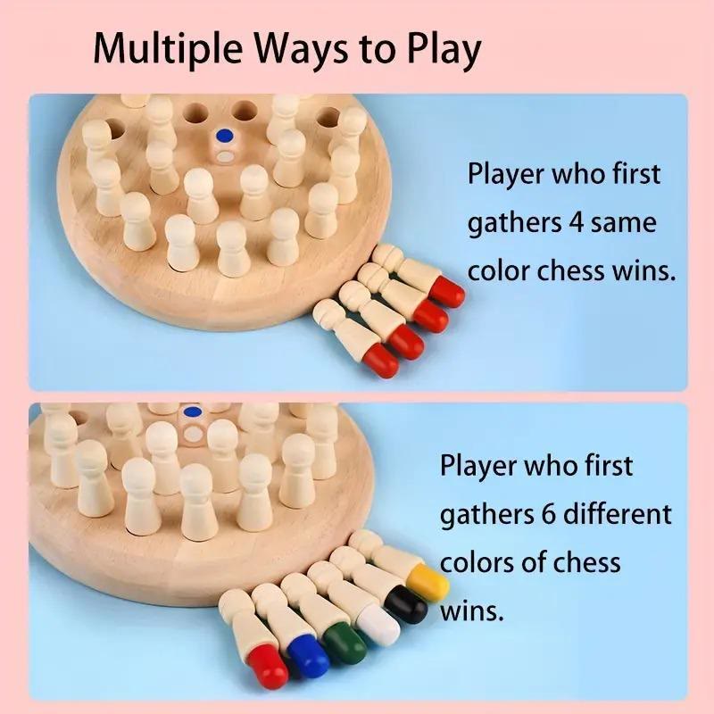 Educational Wooden Memory Chess Puzzle Family Strategy Board Game  - image 8