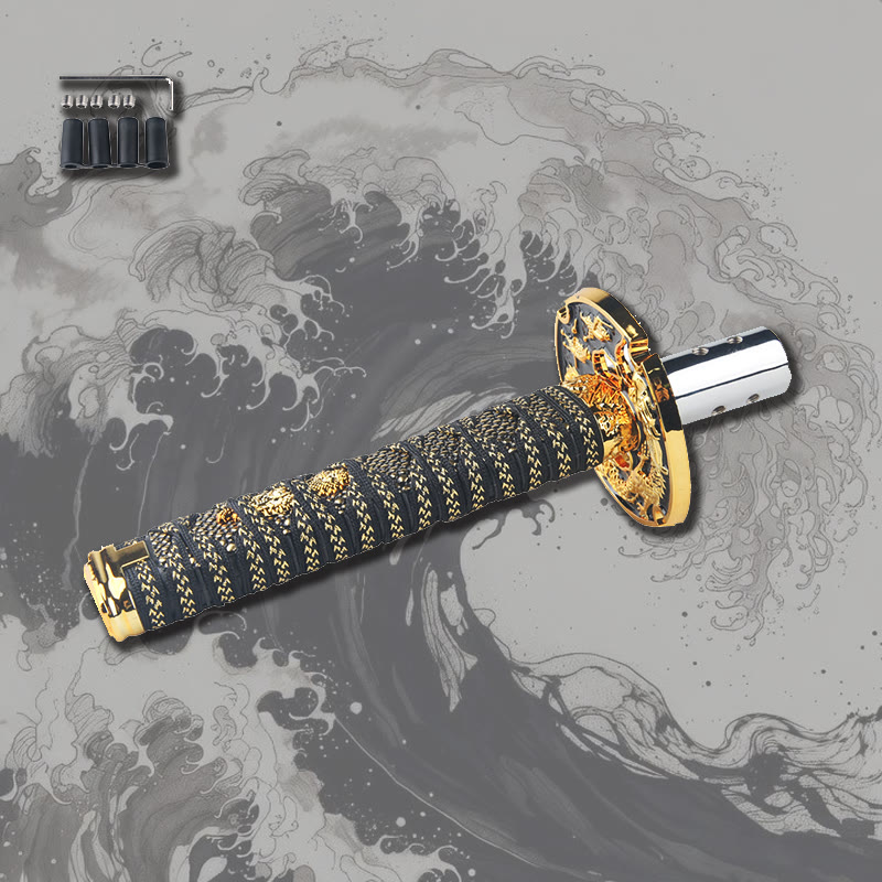 Cool Japanese Samurai Katana Car Manual Gear Shift Knob Trim - 15cm golden - One size - image 4