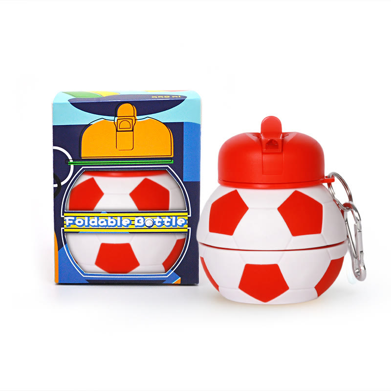 Collapsible Silicone Soccer Ball Water Bottle,Portable Sports Drink Bottle - Red football - 550ml - image 12