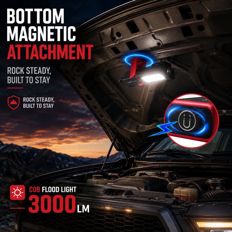 3000LM COB LED Magnetic Mechanic Light with 360° Swivel Hook, Resistant for Car Repair, Garage & Camping - image 4