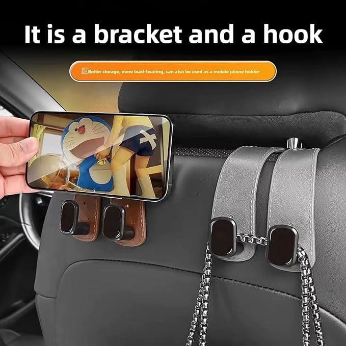 Car Headrest Hooks - Car Seat Back Double Hook Leather Purses Hooks (4 Pack) - image 4