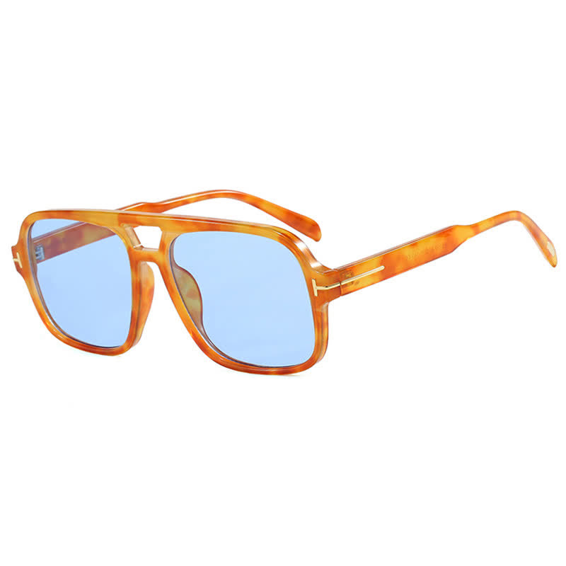 Spykay™ SG60710 Double Bridges Retro-Vintage Aviator Sunglasses - Yellow Tortoise Shell/Blue - image 43