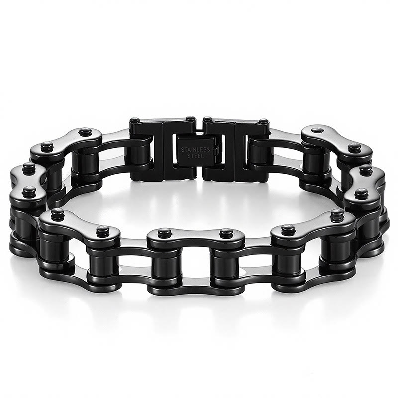 Men's Motorcycle Chain Bracelet - Punk Biker Stainless Steel Bicycle Link Bracelet  - Black - image 5