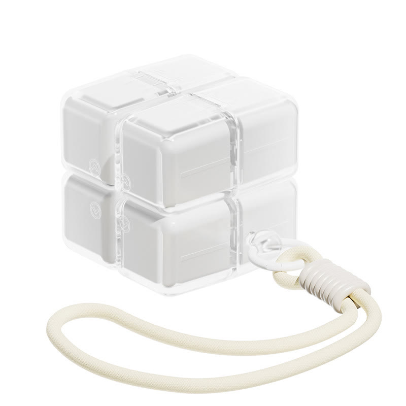 Rubik's Cube Magnetic Pill Box Keychain, Mini Medicine Organizer - White - image 16
