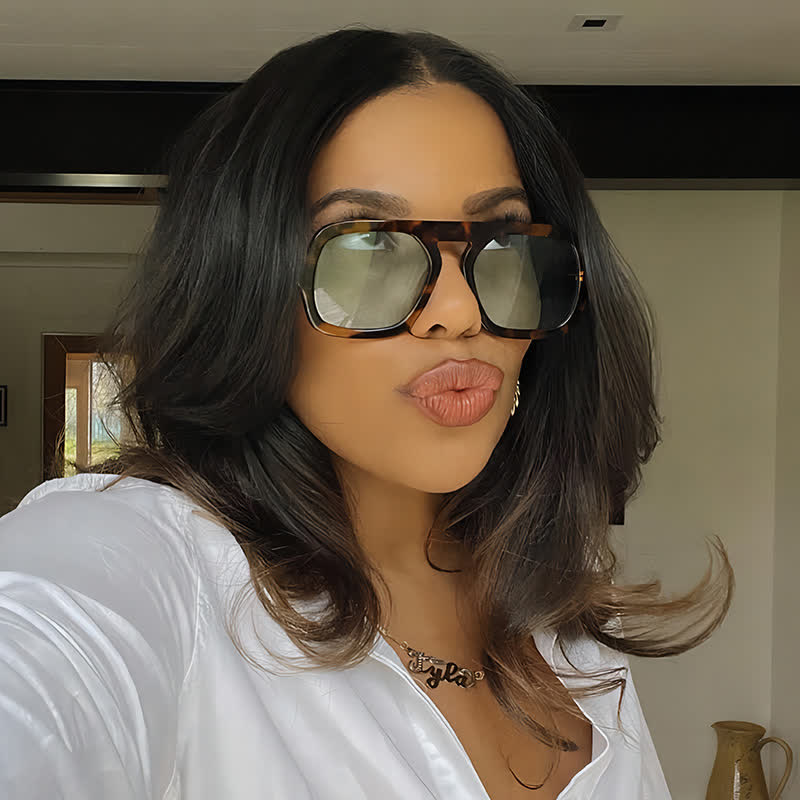 Spykay™ SG60722 Square Frame Leopard Print Cycling Aviator Sunglasses - image 4