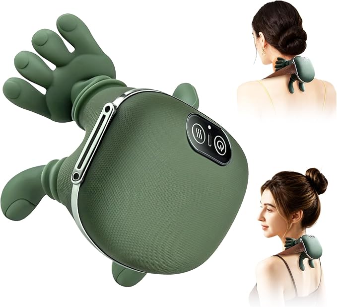 Neck Massager, Electric Neck And Back Massager With Heat - Green - image 1