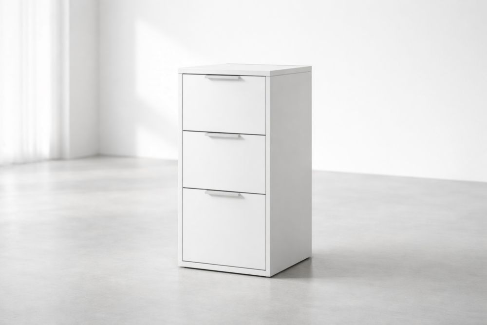 Metallschrank 3 Schubladen Weiß 45x60x102cm