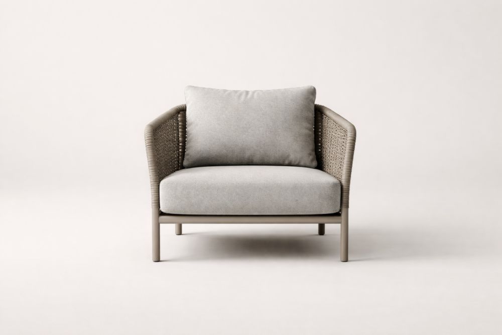 Loungesessel Grau Polyestergewebe Aluminiumrahmen