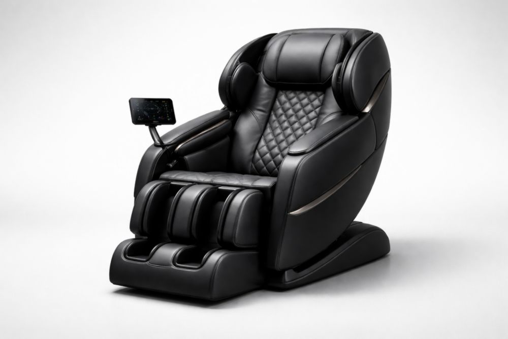 Elektrischer Massagesessel aus Leder Schwarz 120x85x125 cm(L × B × H)