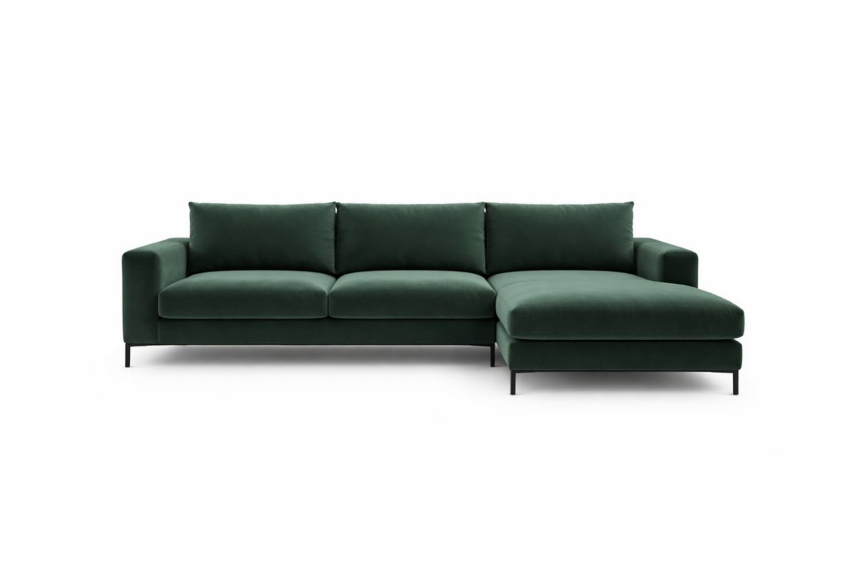 Ecksofa L-Form Samt Dunkelgrün 300cm