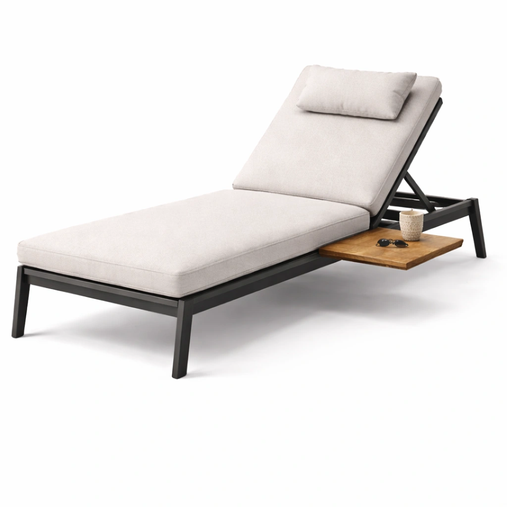 Minimalistische Sonnenliege mit Seitentisch-Domnaro