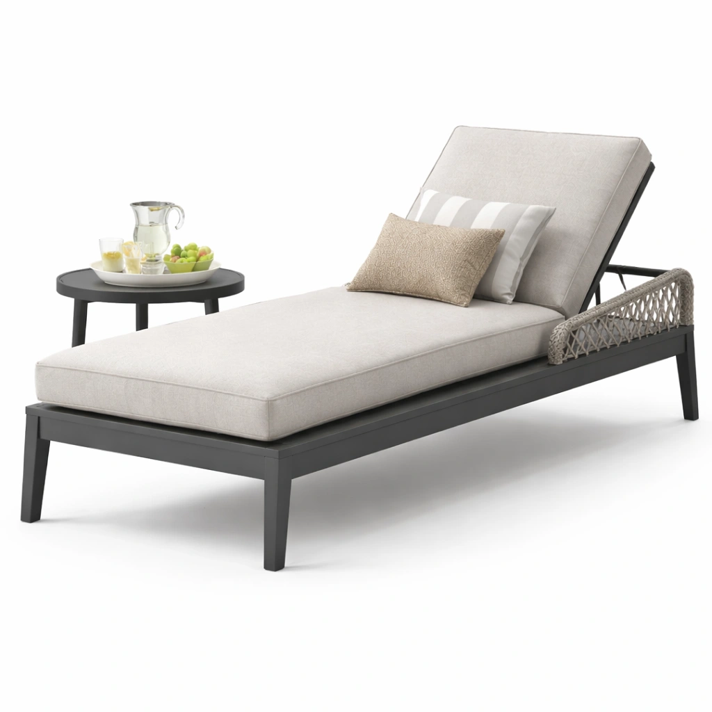 Outdoor Liege mit dekorativen Kissen und Tisch-Domnaro